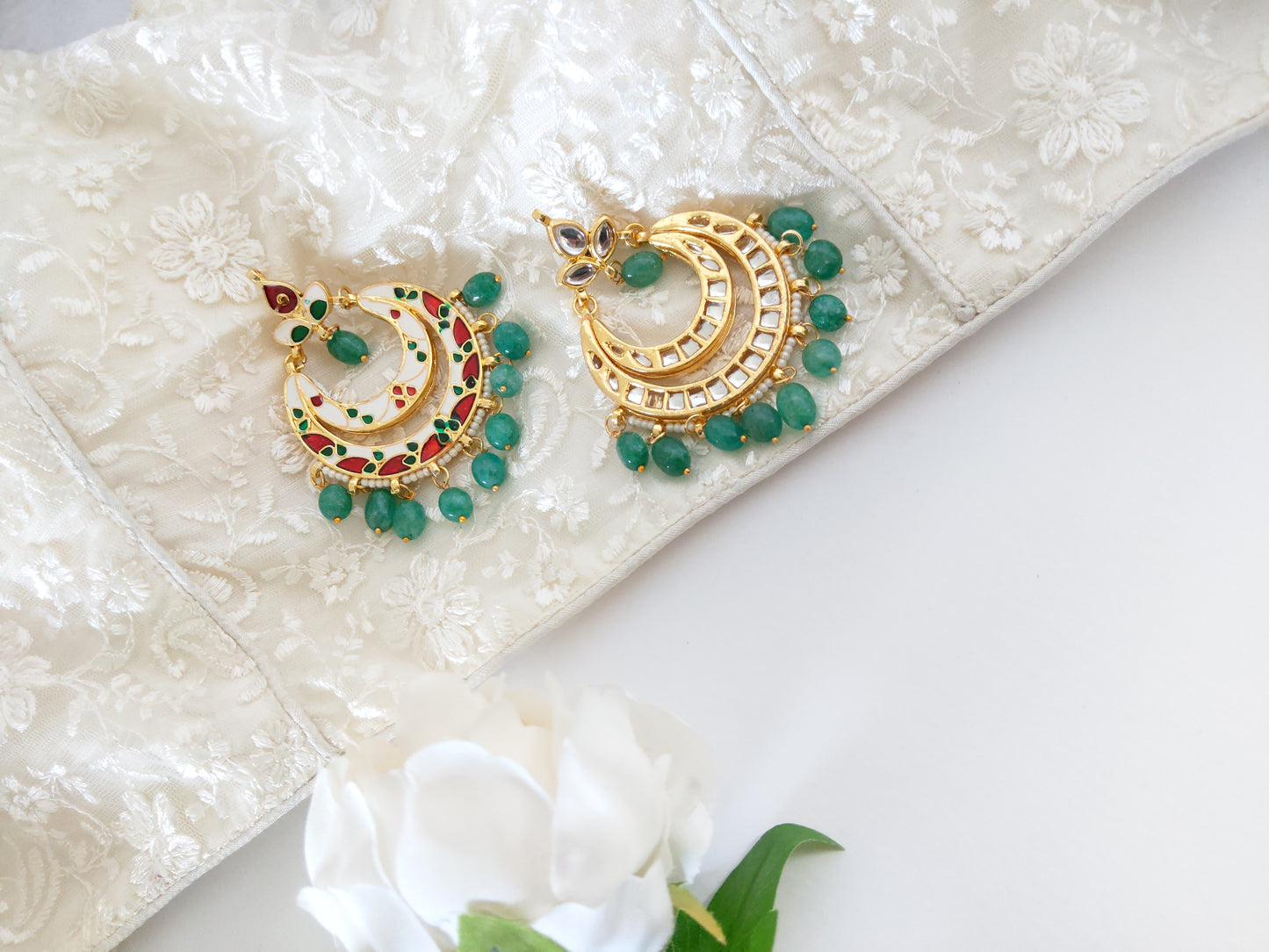 Defect -Green Kundan Earrings