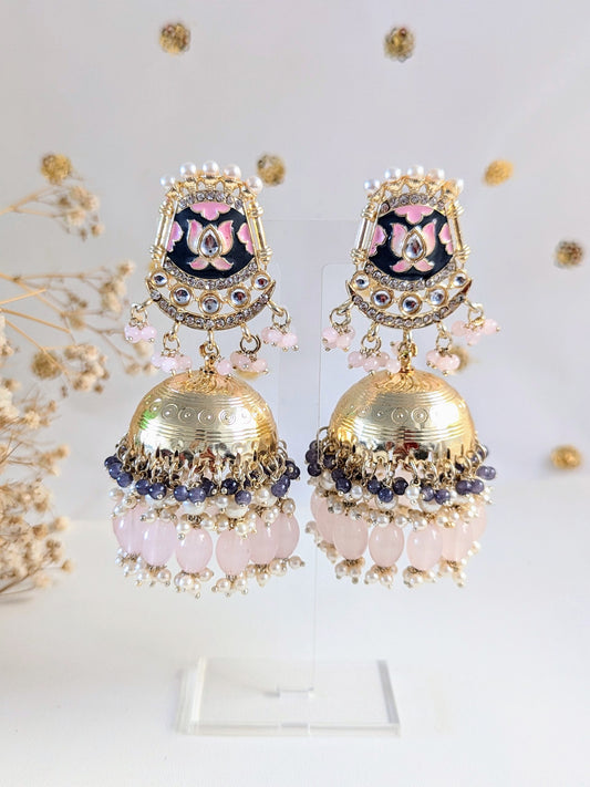 Purple & Baby Pink Jhumkas