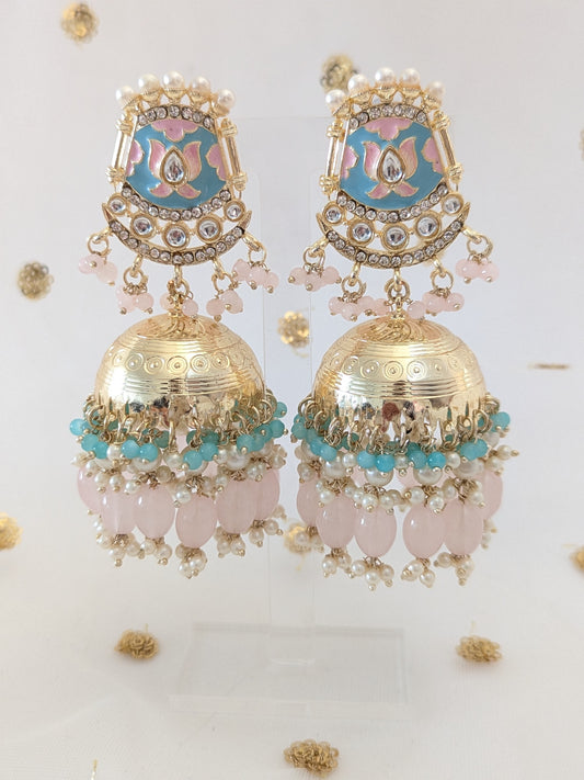 Baby Blue & Baby Pink Jhumkas