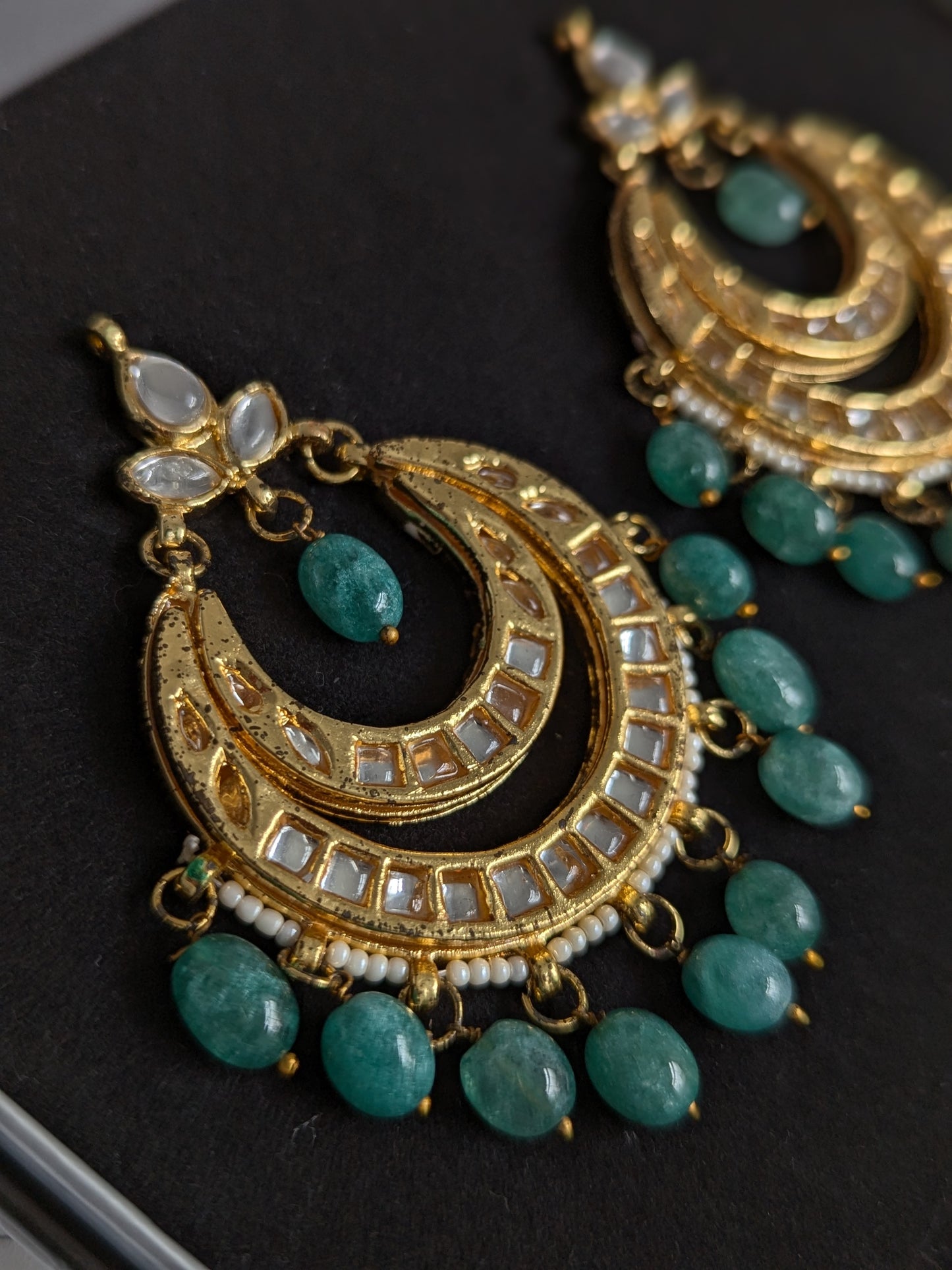 Defect -Green Kundan Earrings