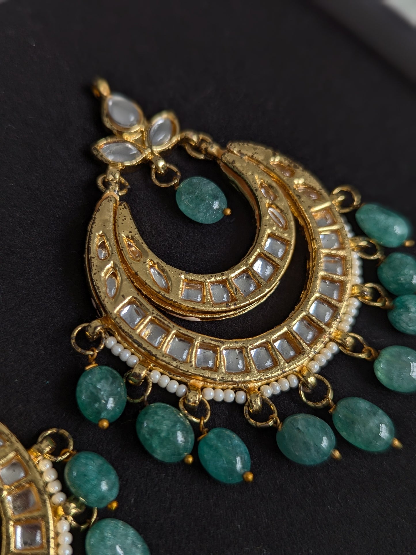 Defect -Green Kundan Earrings