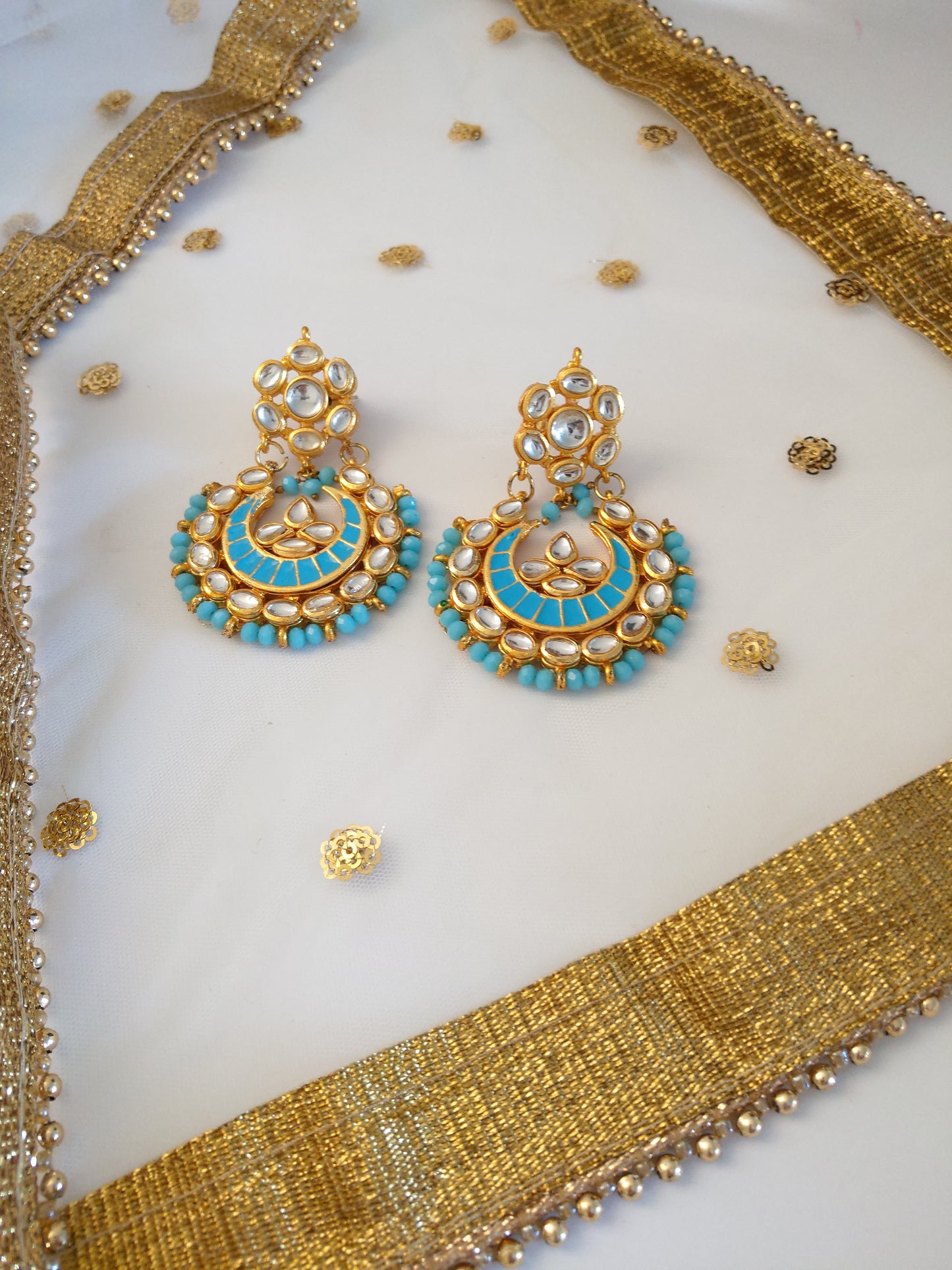 Defect - Turquoise Chandbali Earrings