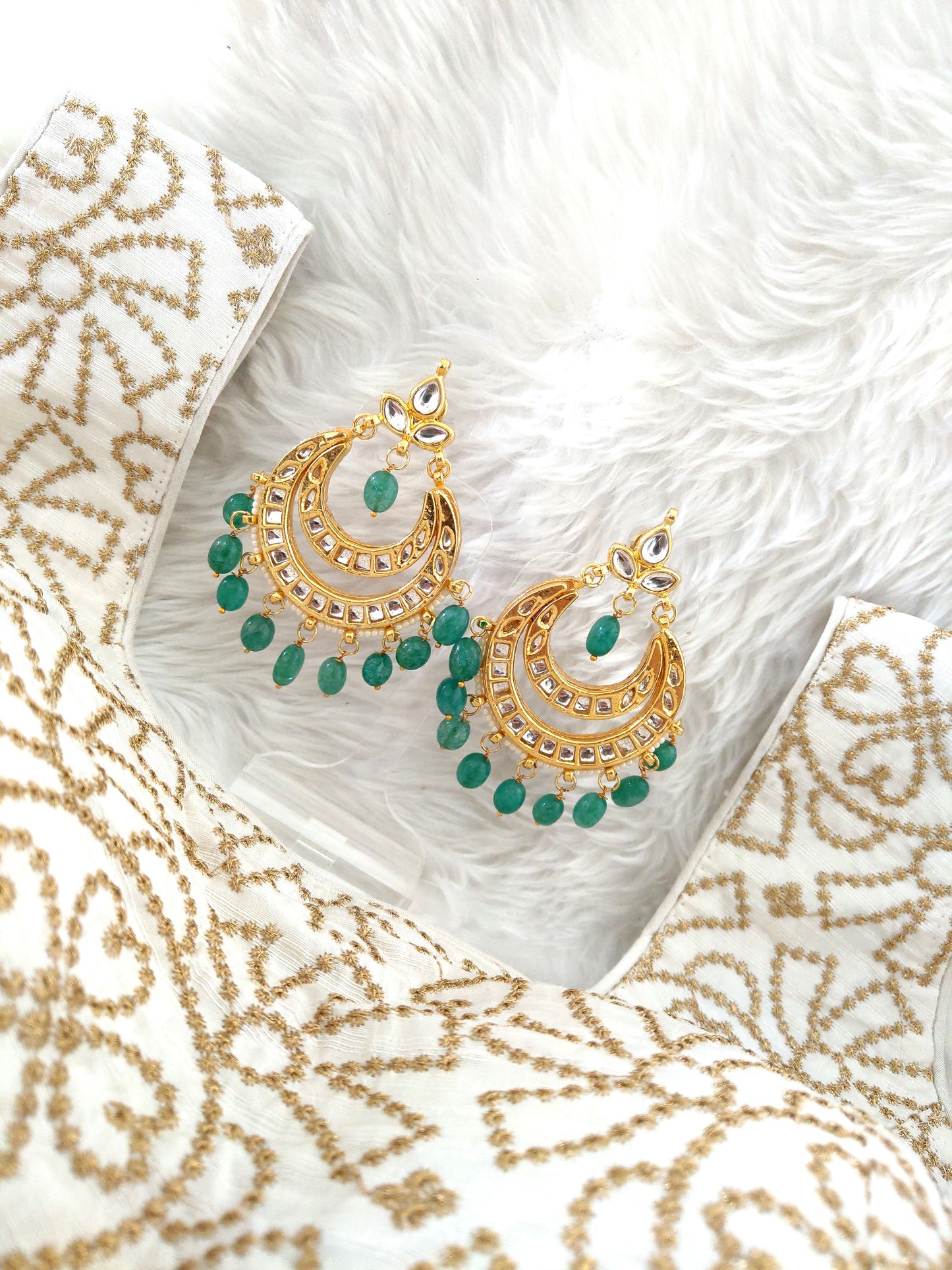 Defect -Green Kundan Earrings