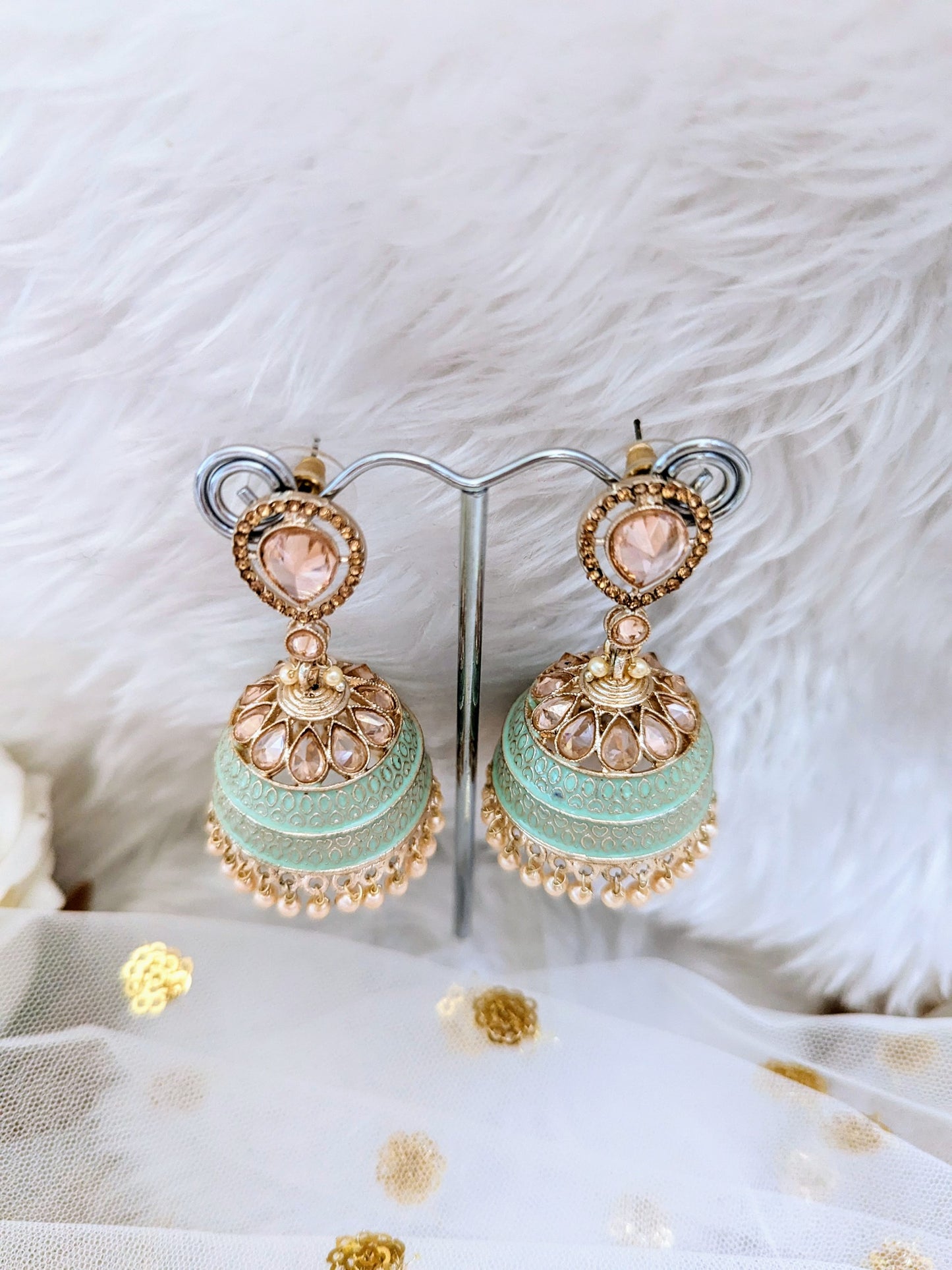 Darshana Jhumkas - Mint Green