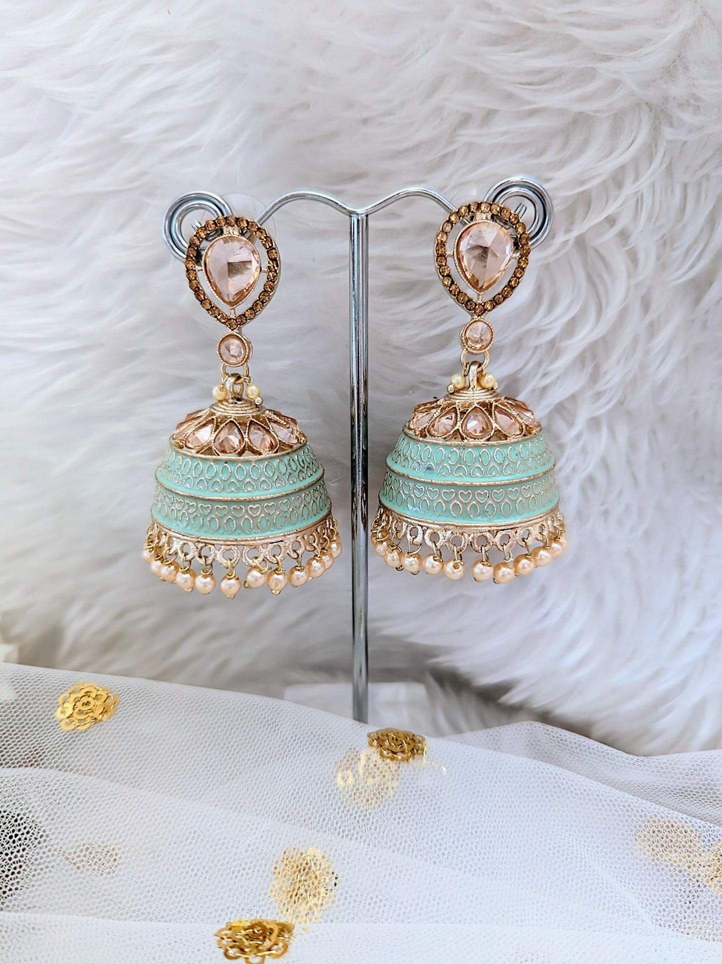 Darshana Jhumkas - Mint Green